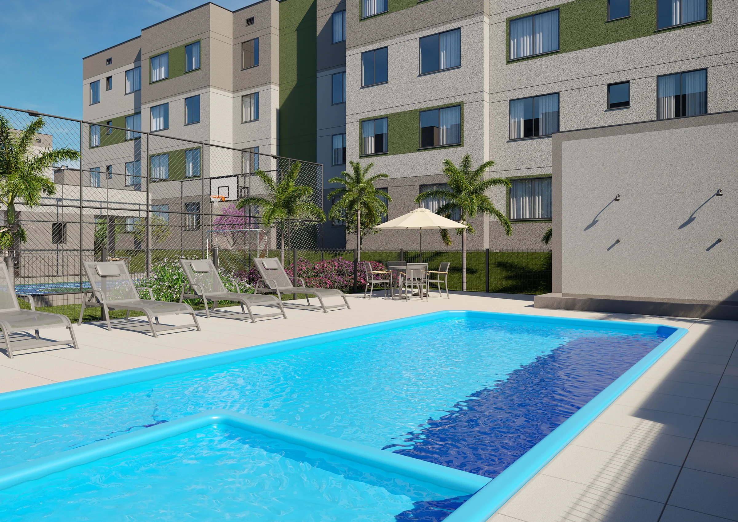 Piscina com vestiário