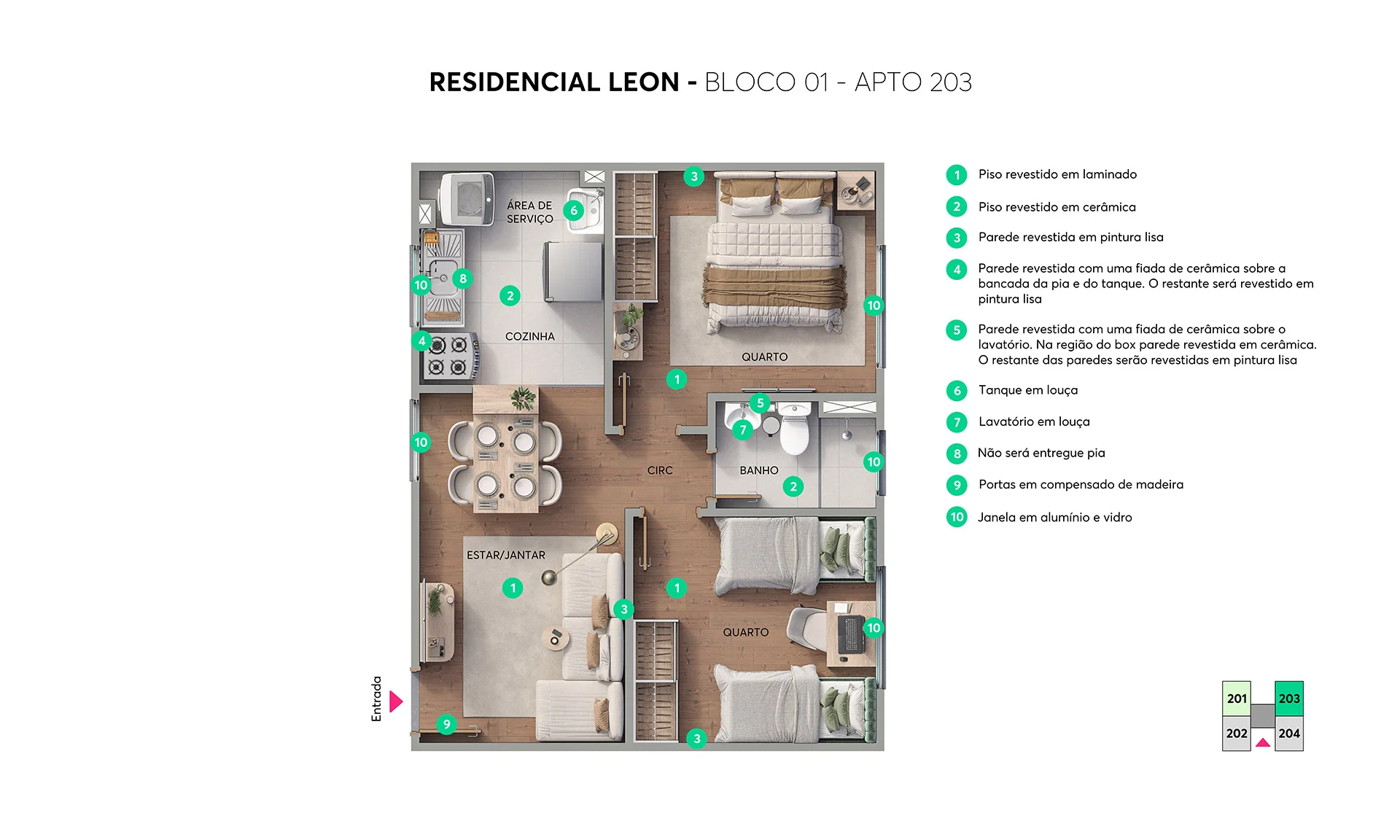 Planta Apto. 203 do Residencial Leon