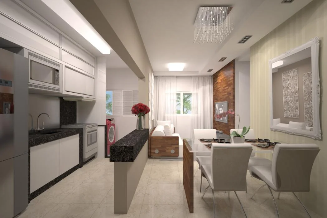 Sala e cozinha americana
