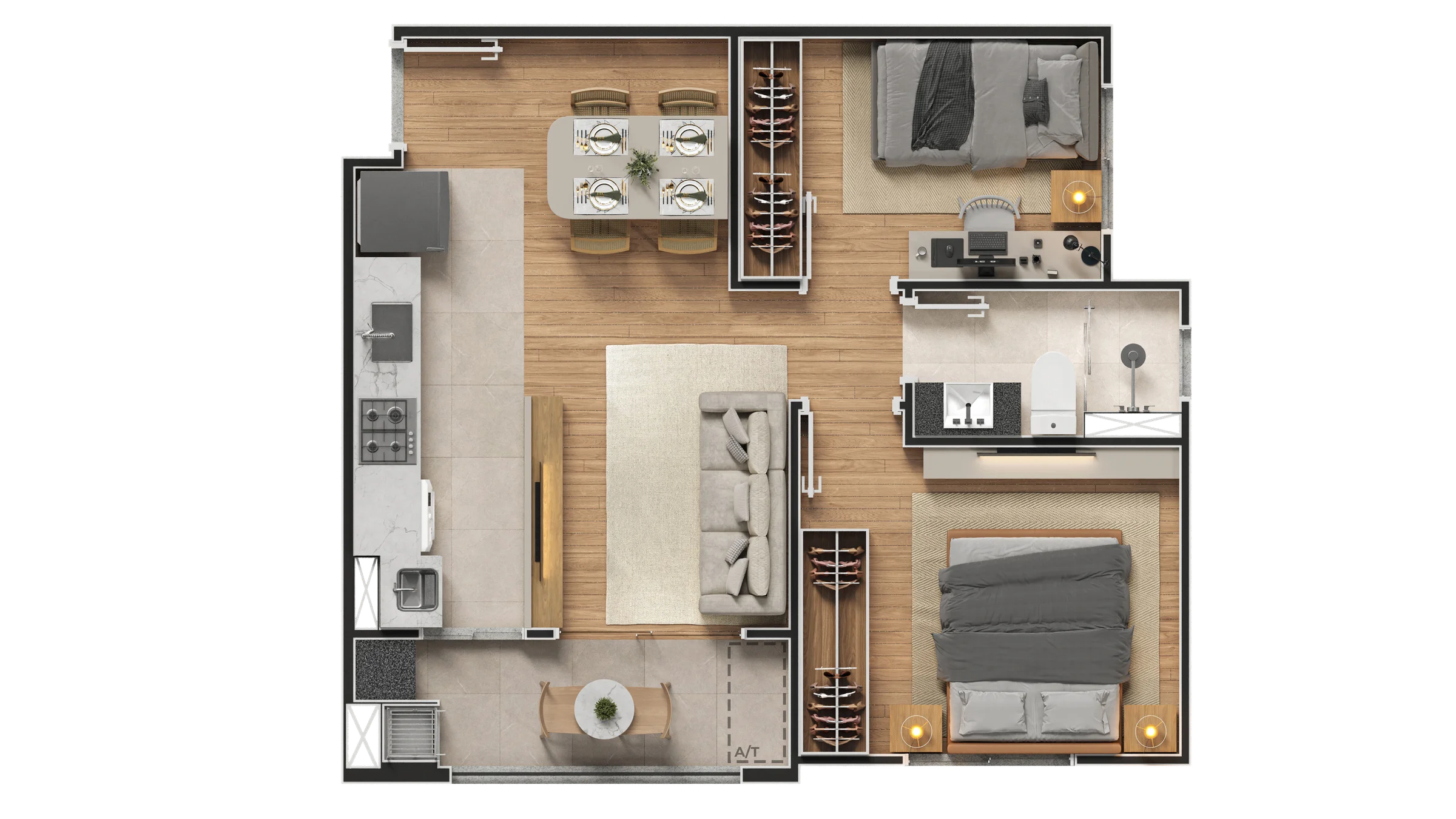Planta Finais 1, 2, 7 e 8 do Arbos Residencial