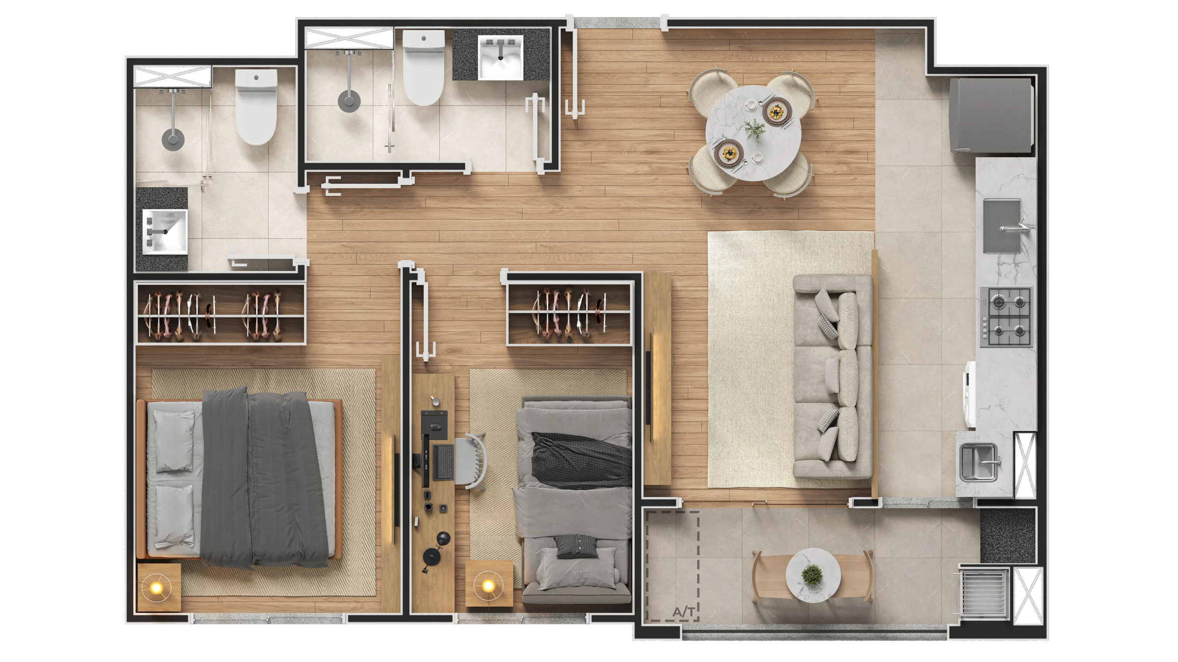 Planta Finais 3, 4, 5 e 6 do Arbos Residencial
