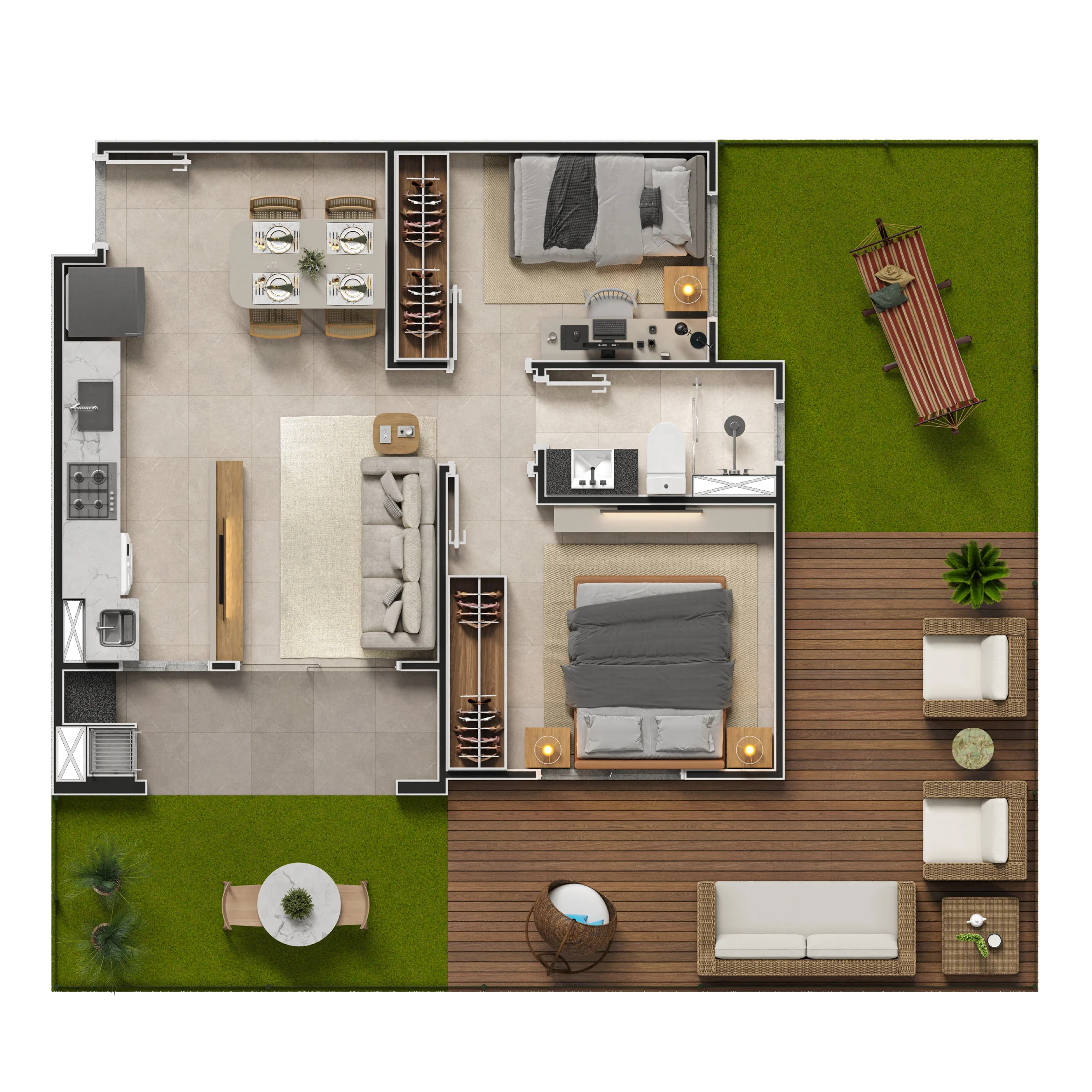Planta Finais 1, 2, 7 e 8 - Térreo do Arbos Residencial