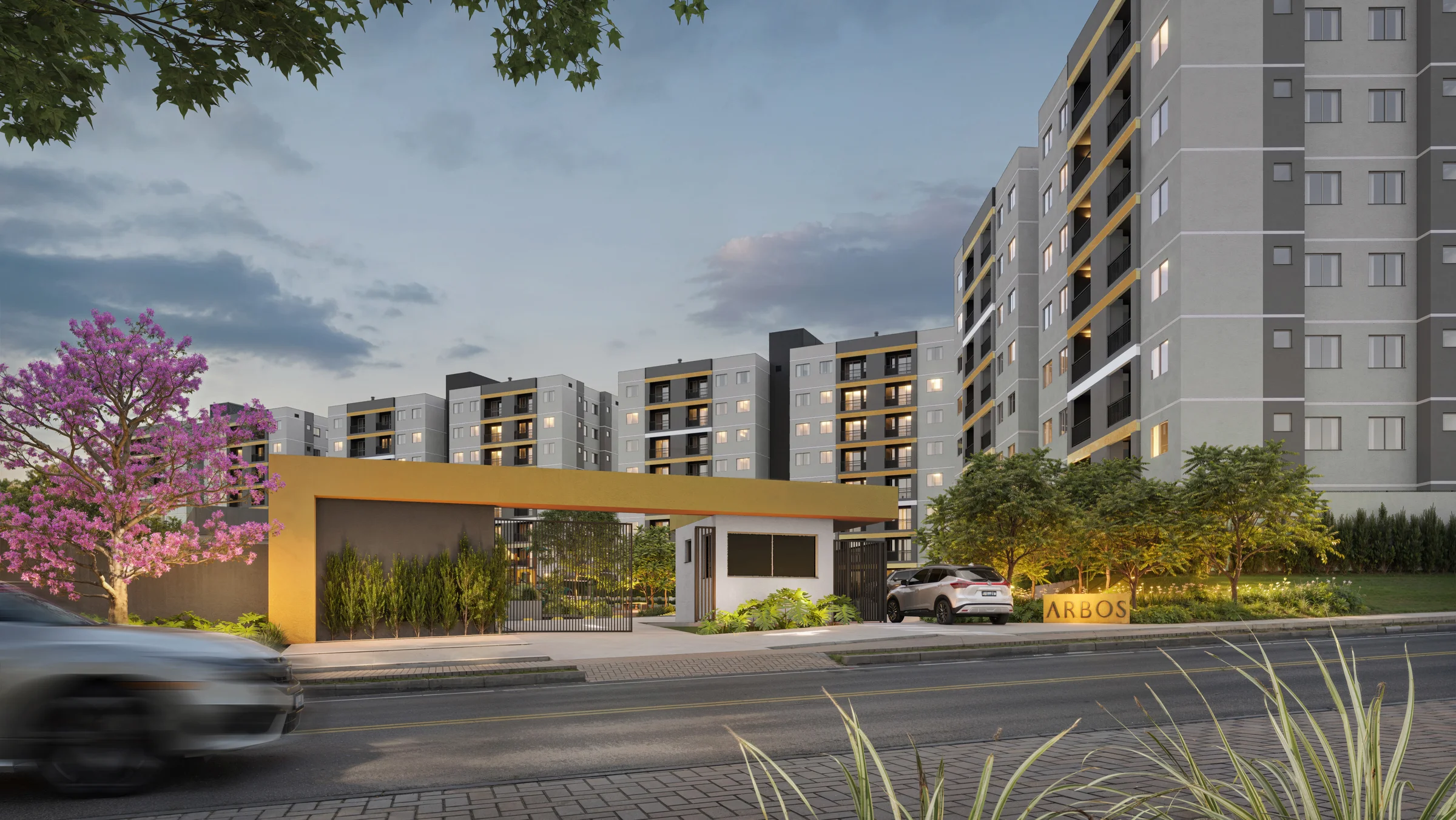 Fachada do Arbos Residencial