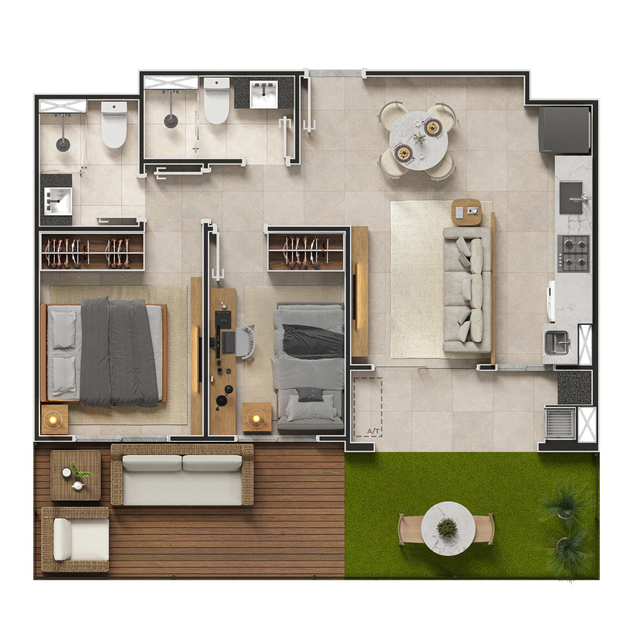 Planta Finais 3, 4, 5 e 6 - Térreo do Arbos Residencial